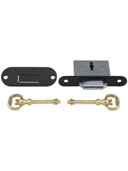 Polished Steel Round Cornered Roll-Top Desk or Chest Lock in Flat Black.